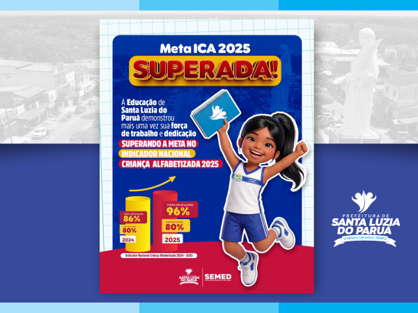 Santa Luzia do Paruá supera meta de alfabetização e alcança 96% de crianças alfabetizadas